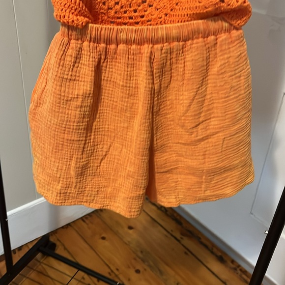 Women's Orange Drawstring Shorts - Picture 7 of 7